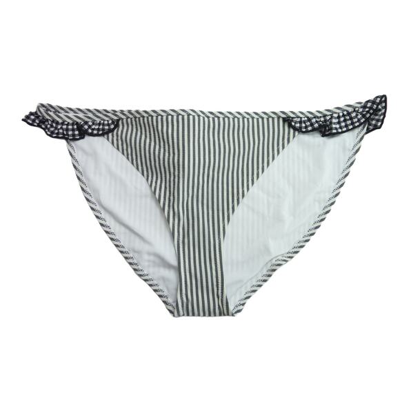 NWT Aerie Swim Separates Black White Seersucker Gingham Ruffle Bikini Bottom L - Picture 1 of 3